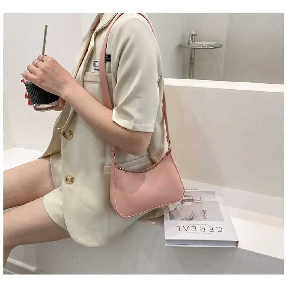 Womens Fashion Handbags Retro Solid Color PU Leather Shoulder Underarm Bag Casual Hobos HandbagsW251028