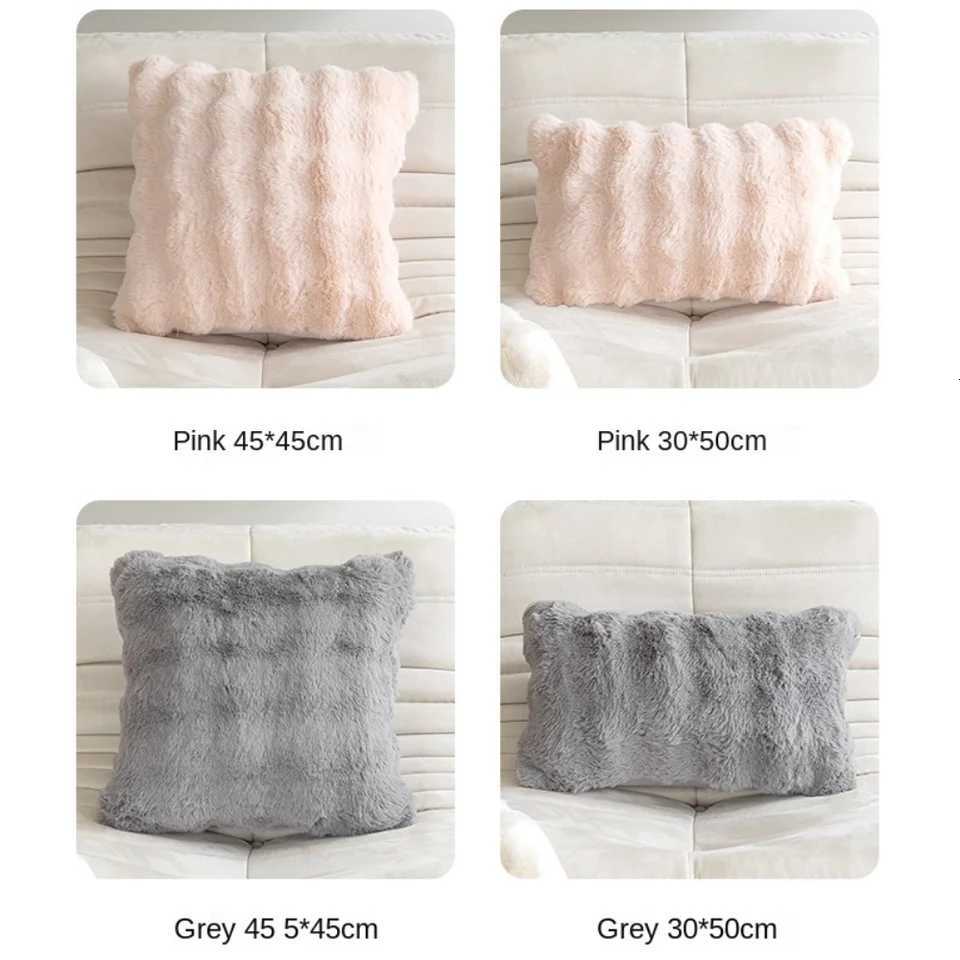 Pillow Case Simple Imitation Rabbit Hair Cushion Cover Warm Soft Case Bubble Velvet Throw Cover Home Decor C251028