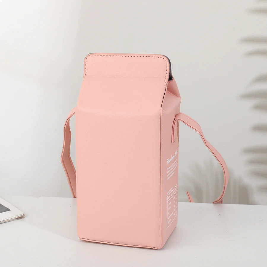Fashion cartoon milk carton shape ladies shoulder bag mobile phone 251018