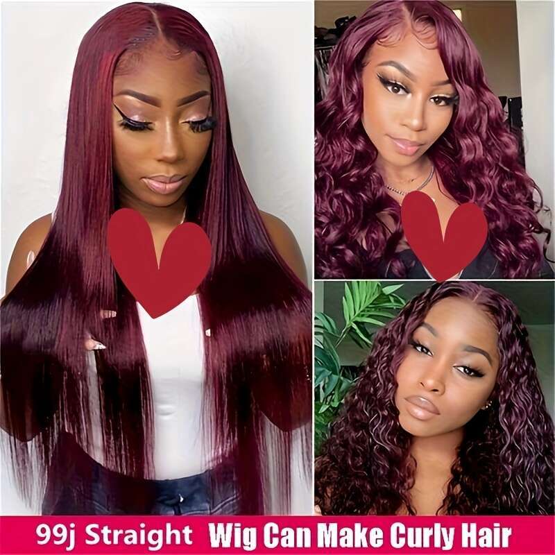 TEWIG 99J Bury Straiht Remy Human - 13X4 HD Lace Front, Pre-Plucked With Baby Hair, 200% Density For Women, Daily Use & Parties, All Ethnicities, Shor