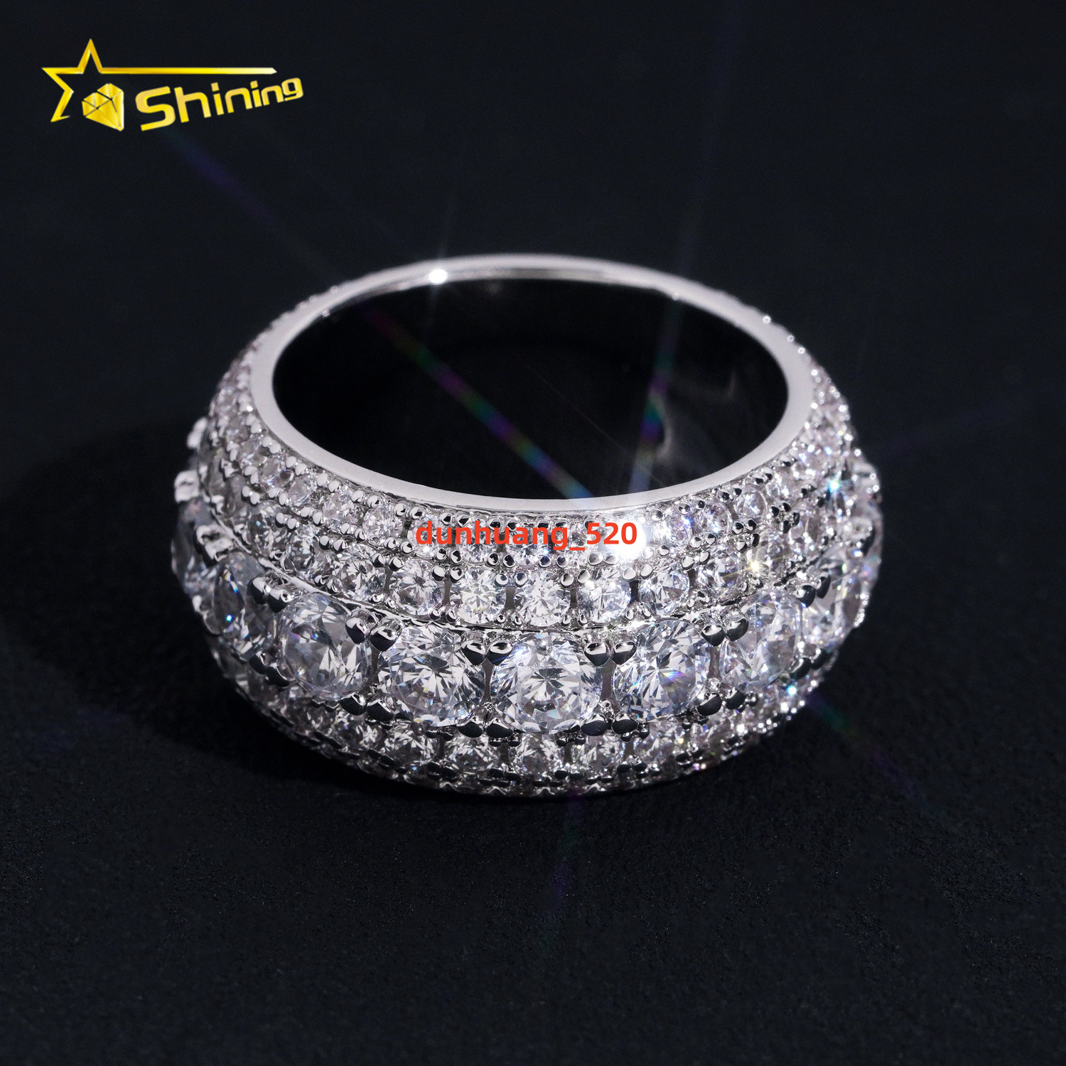 Ready to Ship Men Hip Hop Fully Iced Out Moissanite Diamond Ring Fashion Jewelry Rings Brass Moissanite Engagement Ring