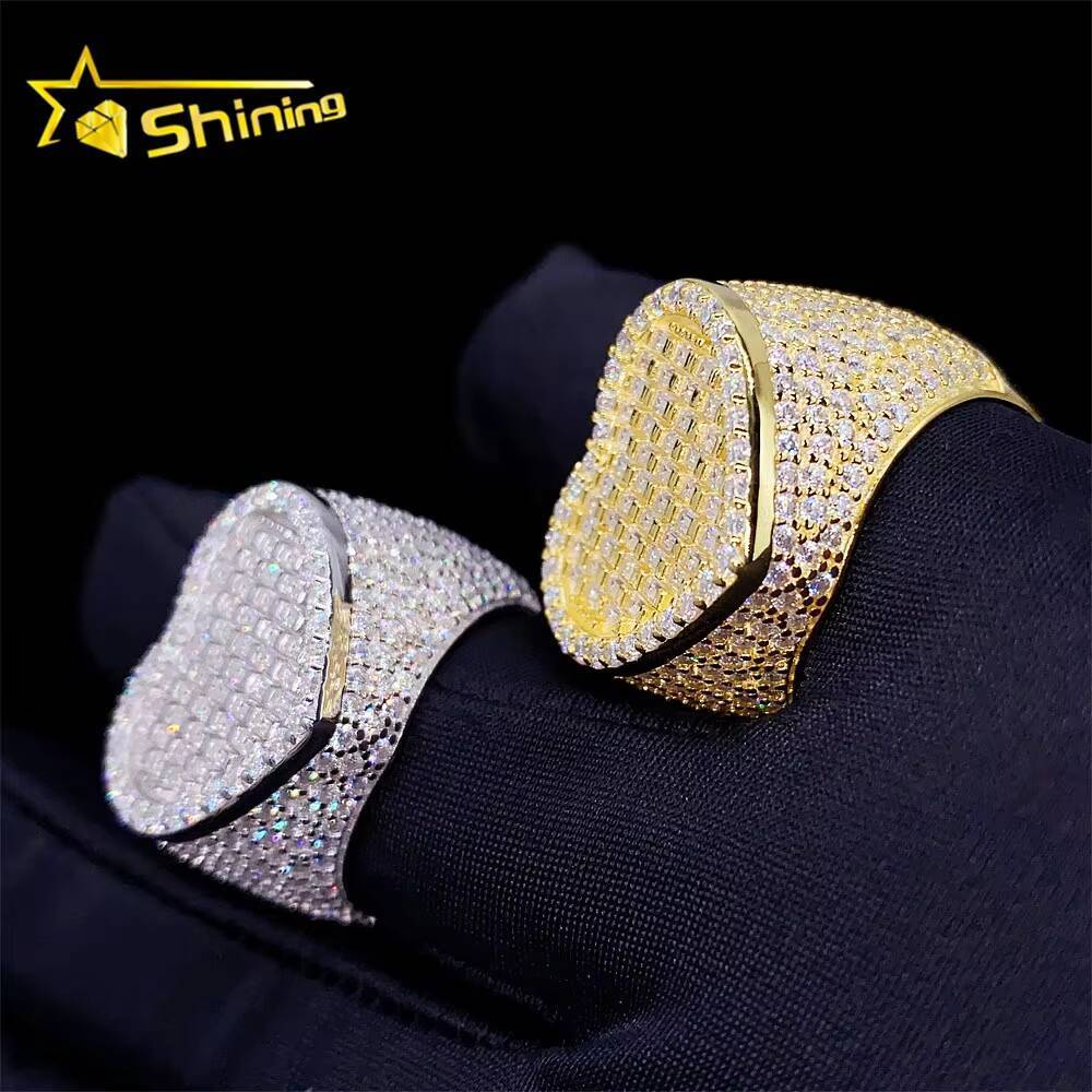 Fashion Jewelry Vvs Moissanite 925 Sterling Silver Hip Hop Luxury Iced Out Custom Ring