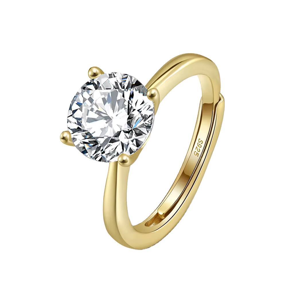 Rinntin LZR37 FourClaw Setting Premium 8A Cubic Zirconia 925 Sterling Silver Engagement Rings Round Cut 1ct 2ct 3ct 4ct