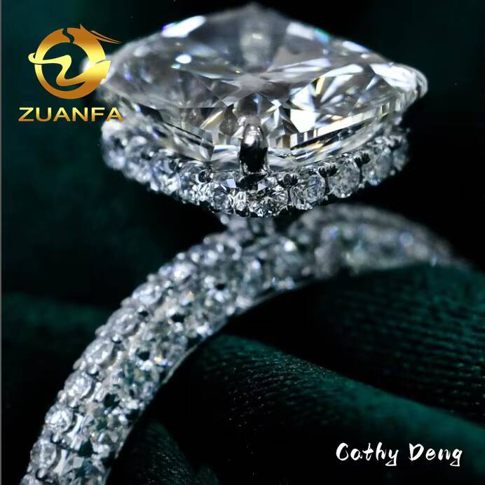 Fashion Women Jewelry Real 18k Moissanite Engagement Ring for Women Long Cushion Cut Solitaire Moissanite Diamond Promise Ring