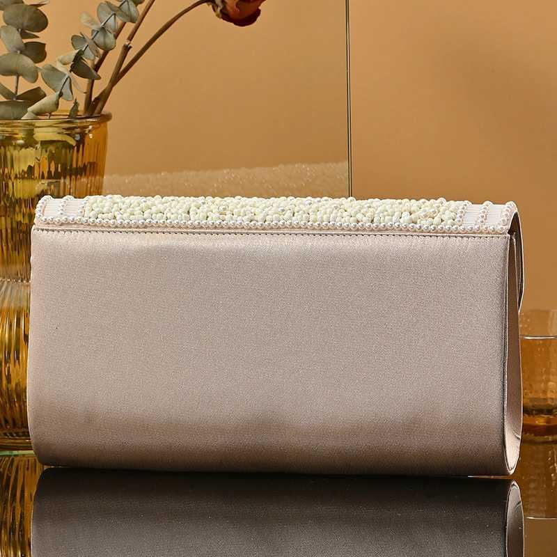 Handmade Golden Embroidery White Pearl Shoulder Hand Bag for Women Girls Wedding Party Clutch Evening Bag H251027