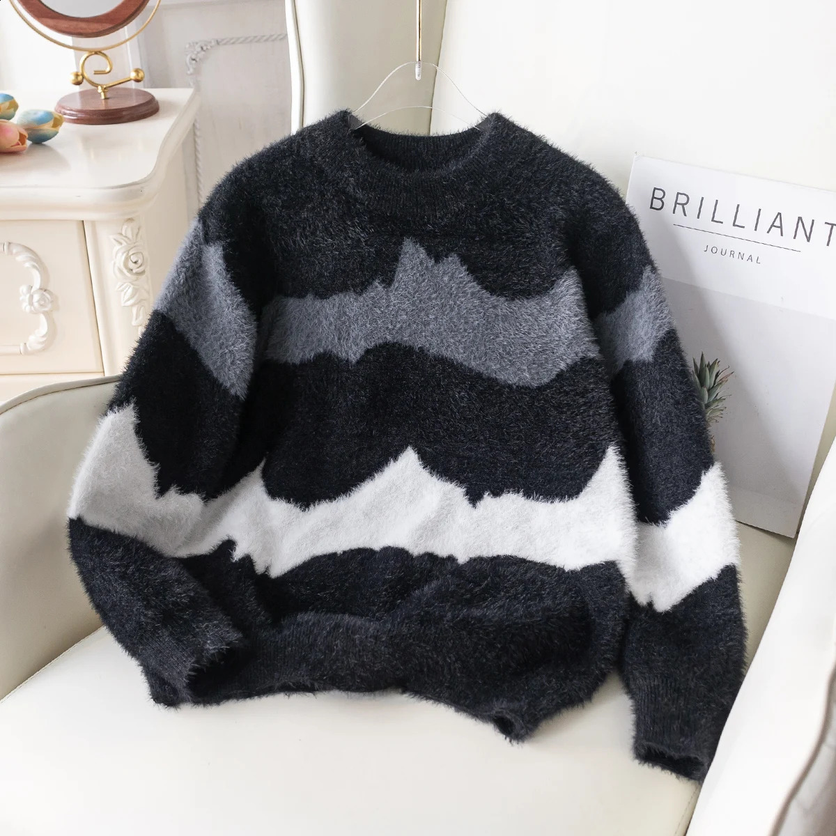 Boys street style striped sweater knitted pullover suitable for daily leisure in spring autumn and winter 251027