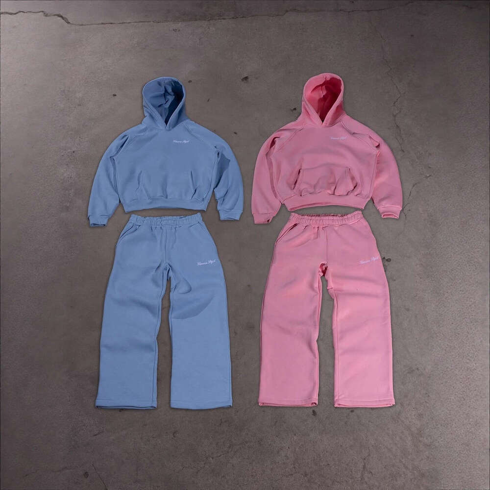 American Street Trend Niche Loose Casual Hooded Sweatshirt Personalized Letter Print Straight-Leg Sweatpants