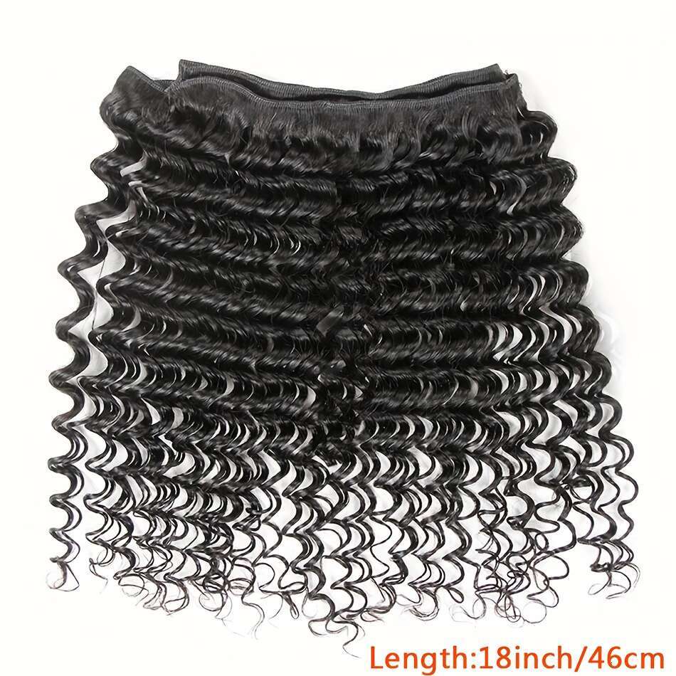 Deep Wave Bundles Virgin Human Can Be Dyed And Bleached Unprocessed Brazilian Hair For Women Natural Black Color 300 G, 10-36 Inch