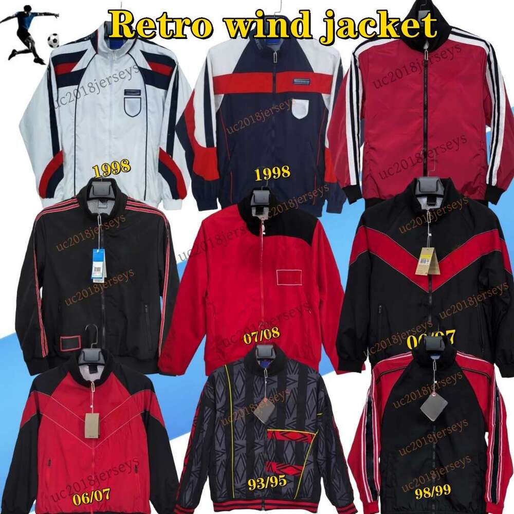 Retro 1998 EnglandsWindbreaker Soccer Jerseys Rooney MnU 93 95 98 06 07 08 windjacket Classic Vintage UK Classic red trench coat