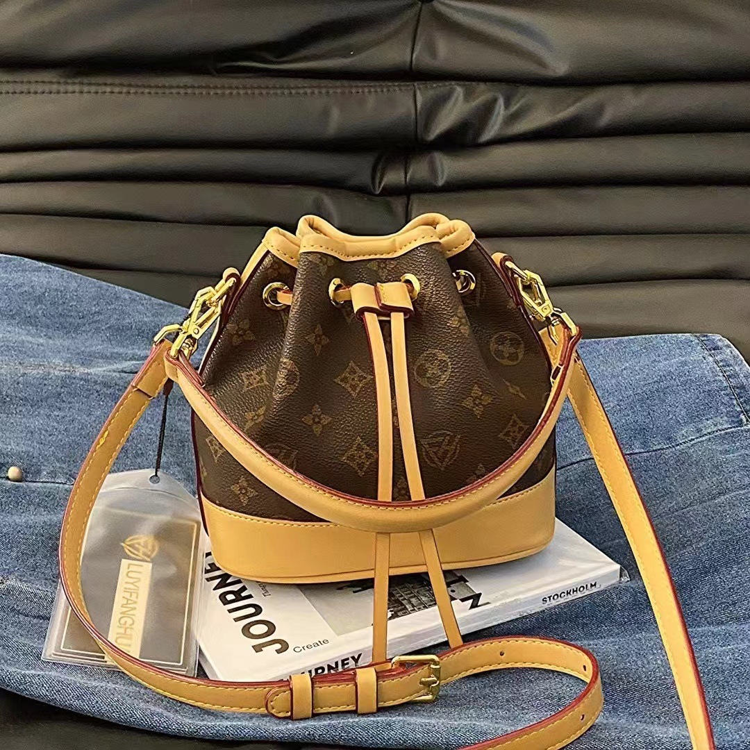 Vintage Monogram Bucket Bag, Fashion Boston Style Crossbody Purse, Trendy Shoulder Bag for Women