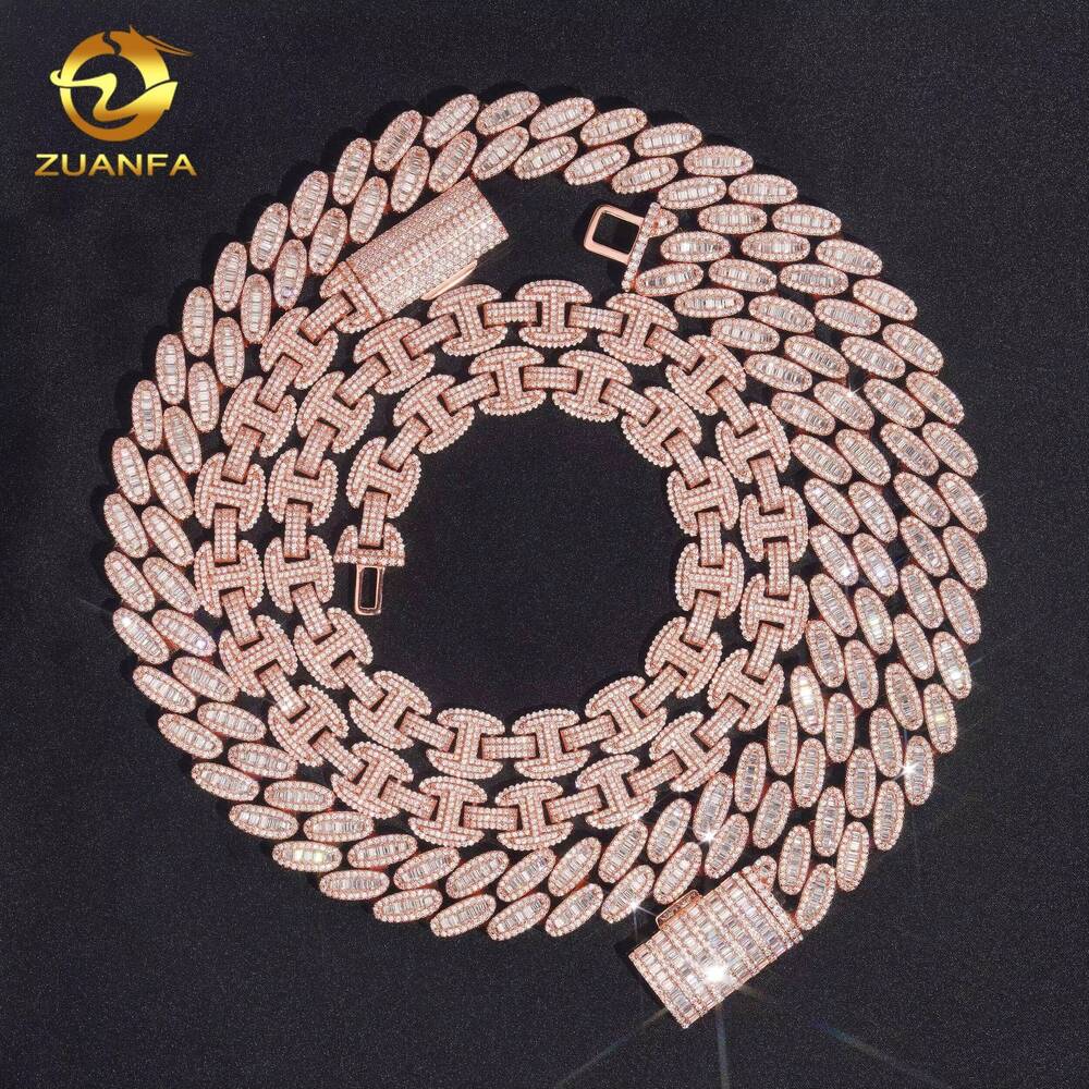 High Quality Solid 925 Silver Moissanite Miami Cuban Link Chain Hip Hop Jewelry Iced Out Cuban Link With GRA Certificate