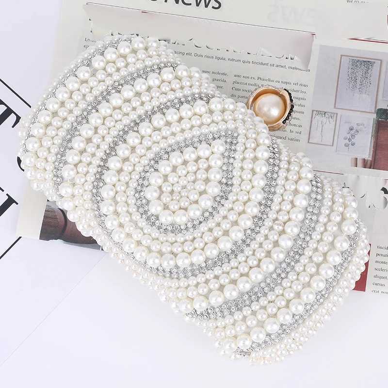 New Women Woven Pearl Evening Clutch Bag Small Beaded Box Pearl Wedding Party Bag Purs H251027