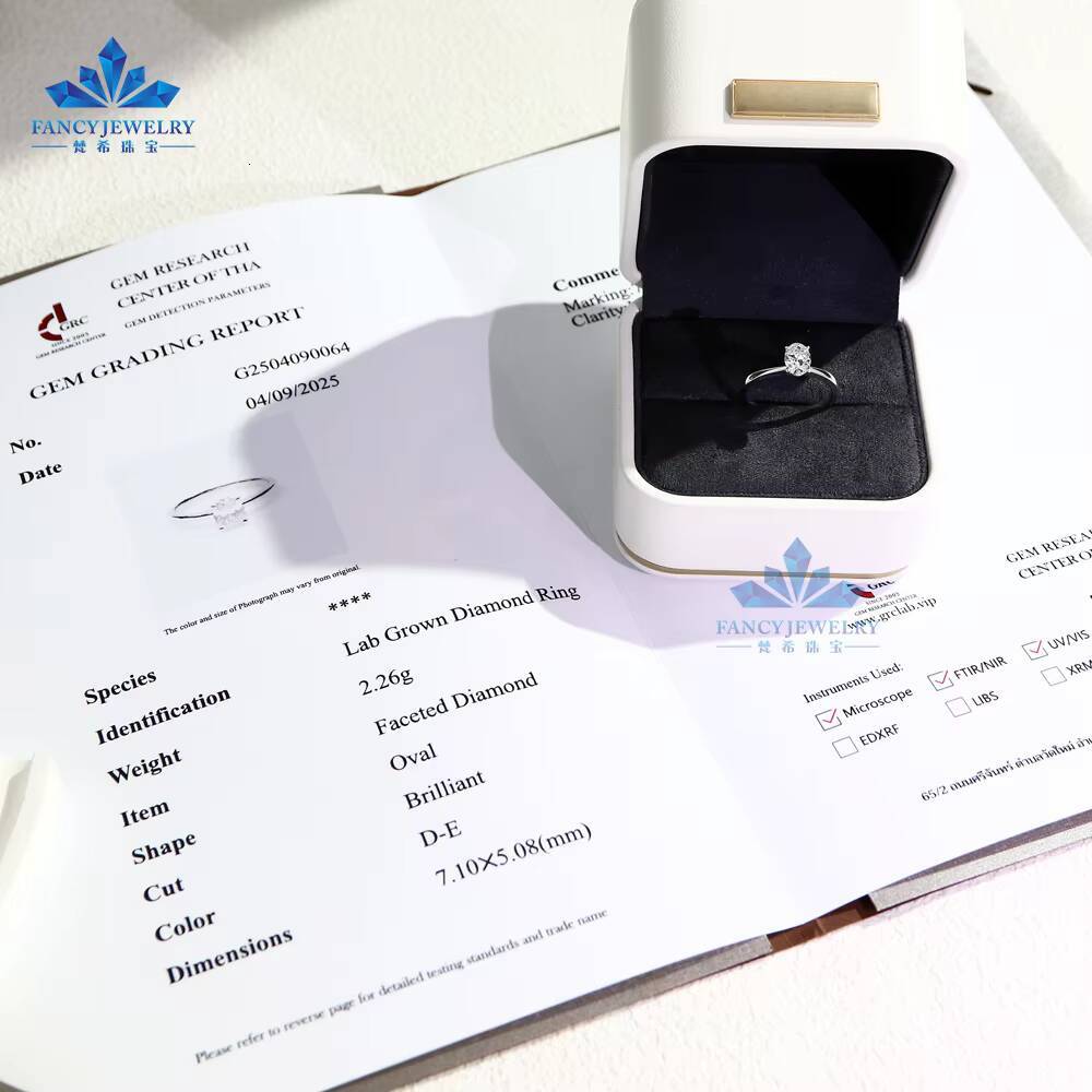 Hot Selling Lab Grown Diamond Oval Cut Engagement Ring Custom IGI Certified Vvs Lab Created Diamond Solitaire Ring Jewelry