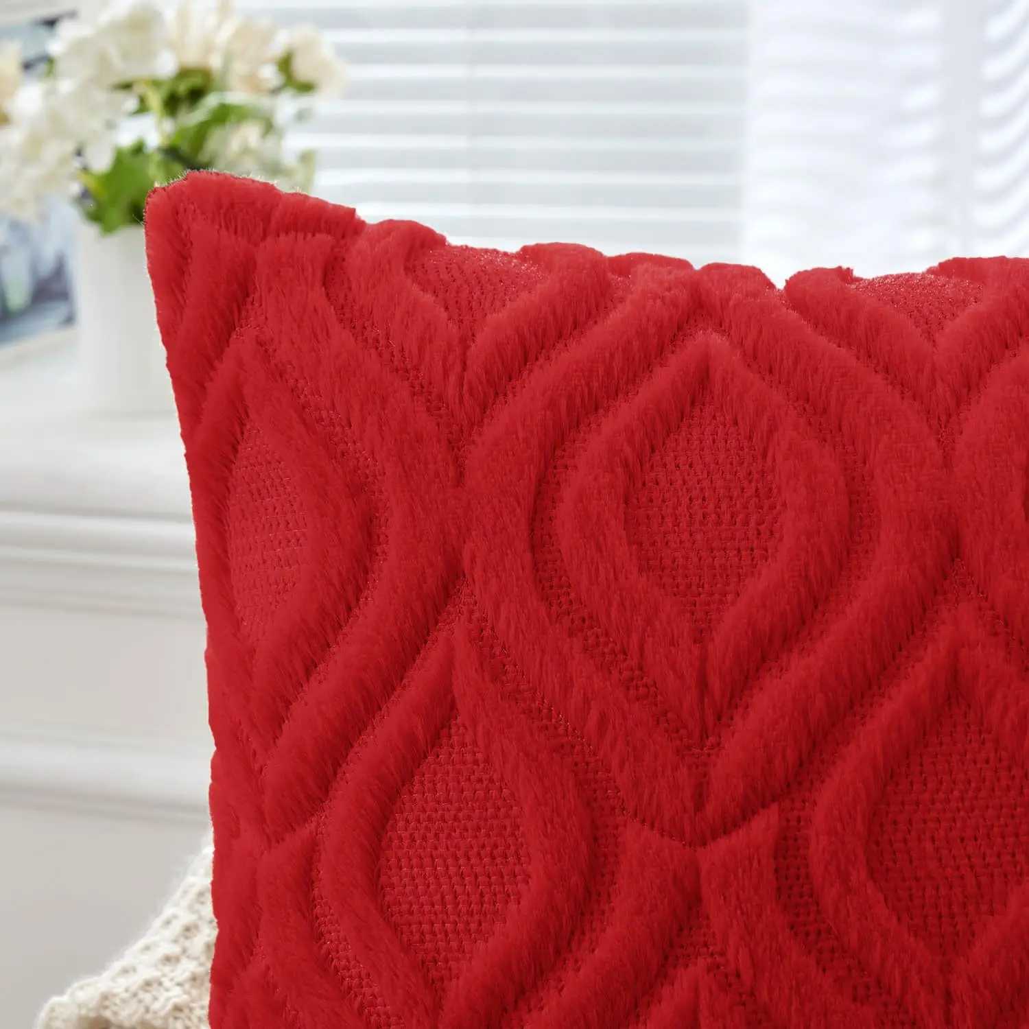 Pillow Case Neutral Red Christmas Throw Covers Decorative Soft Plush Faux Wool Couch Covers for Sofa Bed Living Room C251028