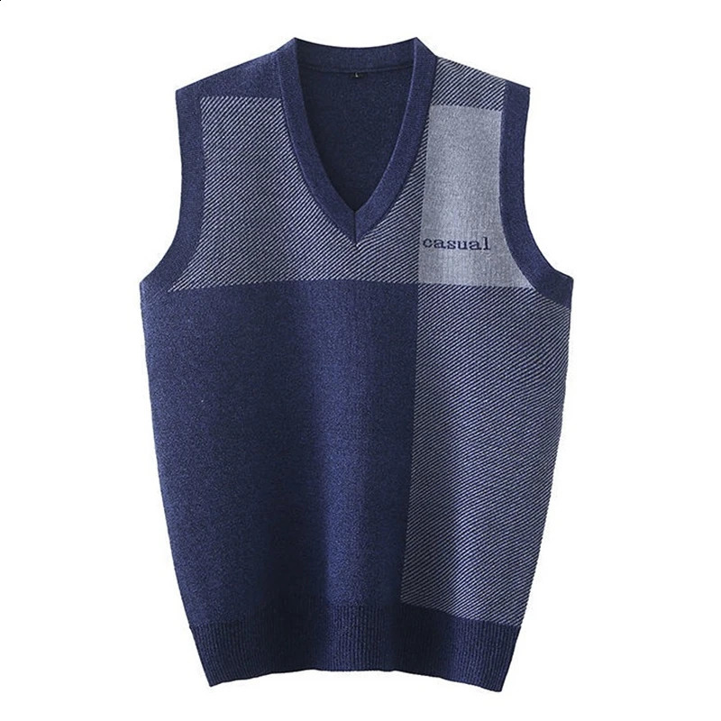 Mens Vest Knit Sweater Waistcoat Thin Spring and Autumn Casual Clothes Vneck Sleeveless 251016