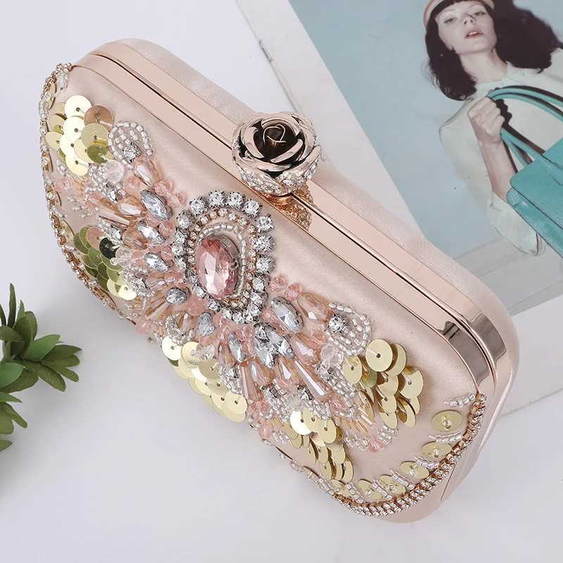 Fashion Square Box Clutch Bag Sequins Decoration Women Evening Bags Beaded Clutches Money Purse Banquet Bag Wedding Clutch H251027