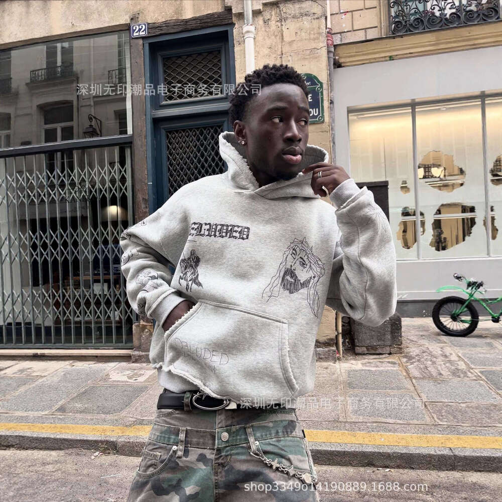 Multi-element Matching Cartoon Print Pattern Men and Women Autumn fashion loose Street Wear Hoodie