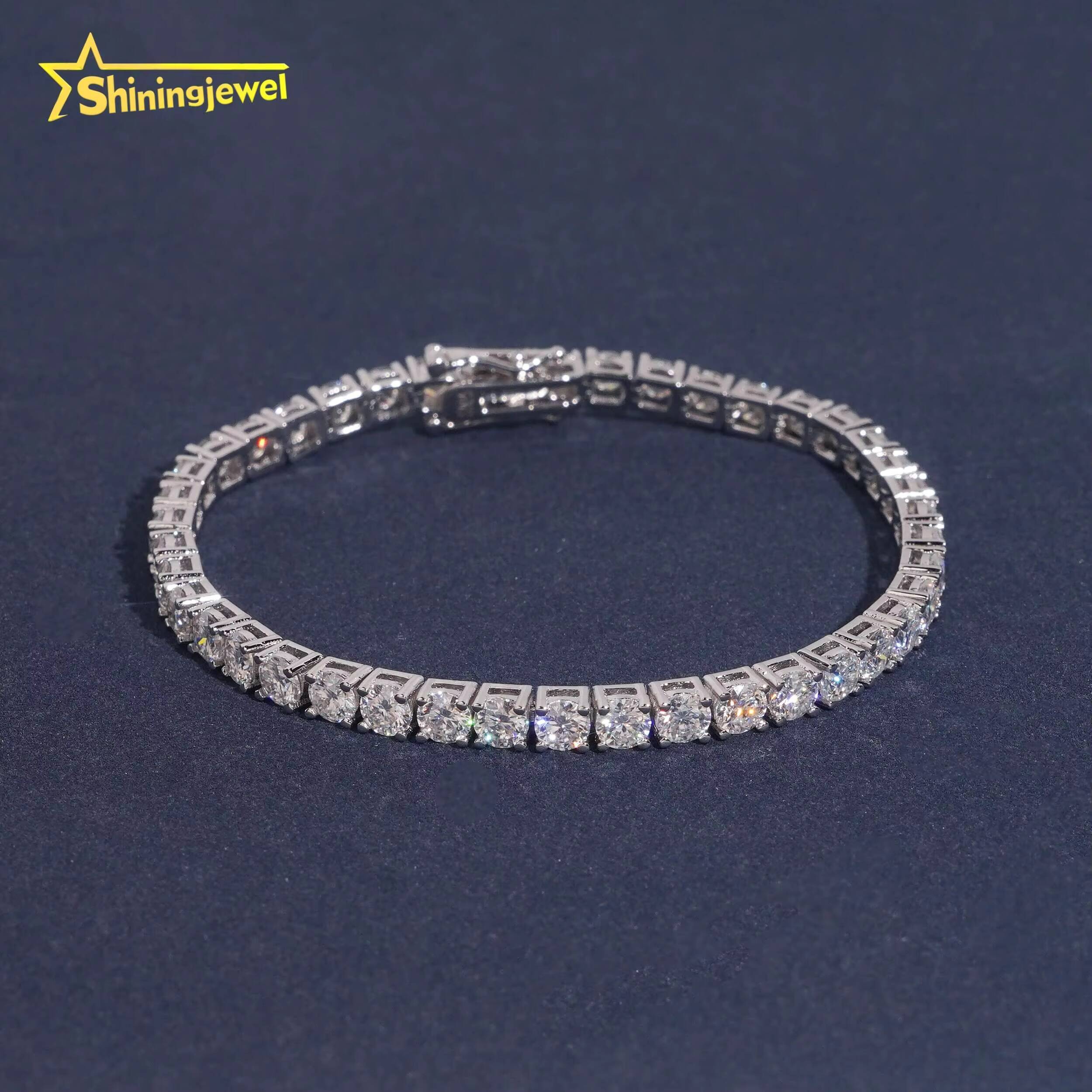USA Warehouse Fast Delivery Tarrifs Free Pass Diamond Tester 4mm 925 Moissanite Tennis Bracelet Tennis Chain Moissanite