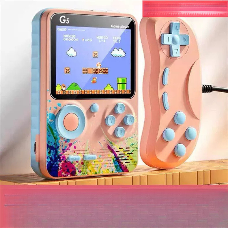 G5 nostalgic macaron multi-color handheld game console, mini arcade, 500 games, high-definition screen charging handheld device