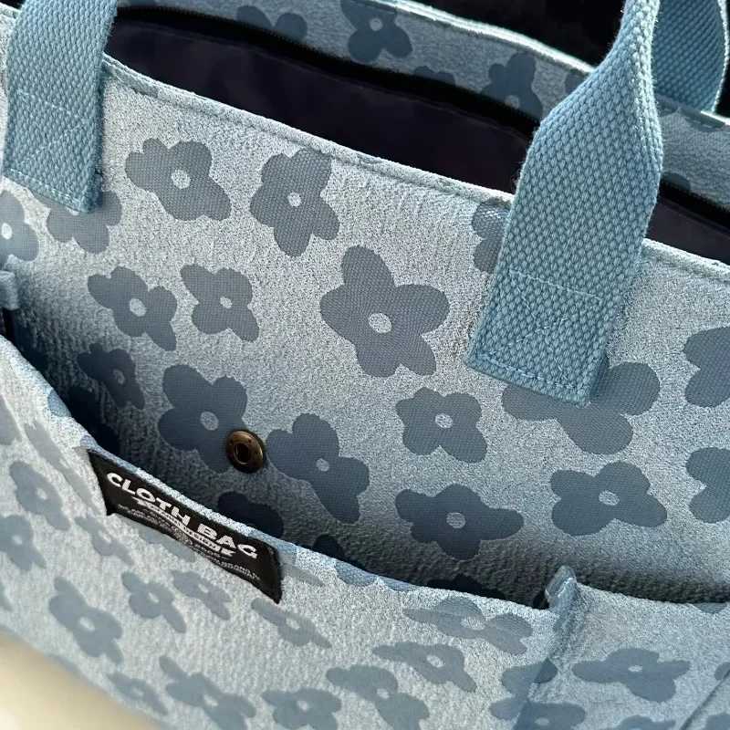 3D Floral Design Tote Bag Thickened Zipper Multifunctional Canvas Bag Student Computer Handbag Shoulder Crossbody School BagW251028