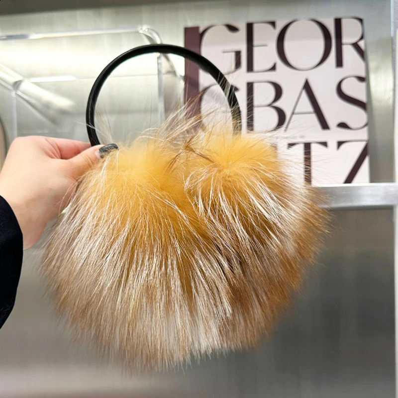 Winter Real Fox Fur Earmuffs for Women Natural Fox Fur Scarves Dual use Genuine Warmer Plush EarMuff Outdoor Solid Fur Scarf 251027