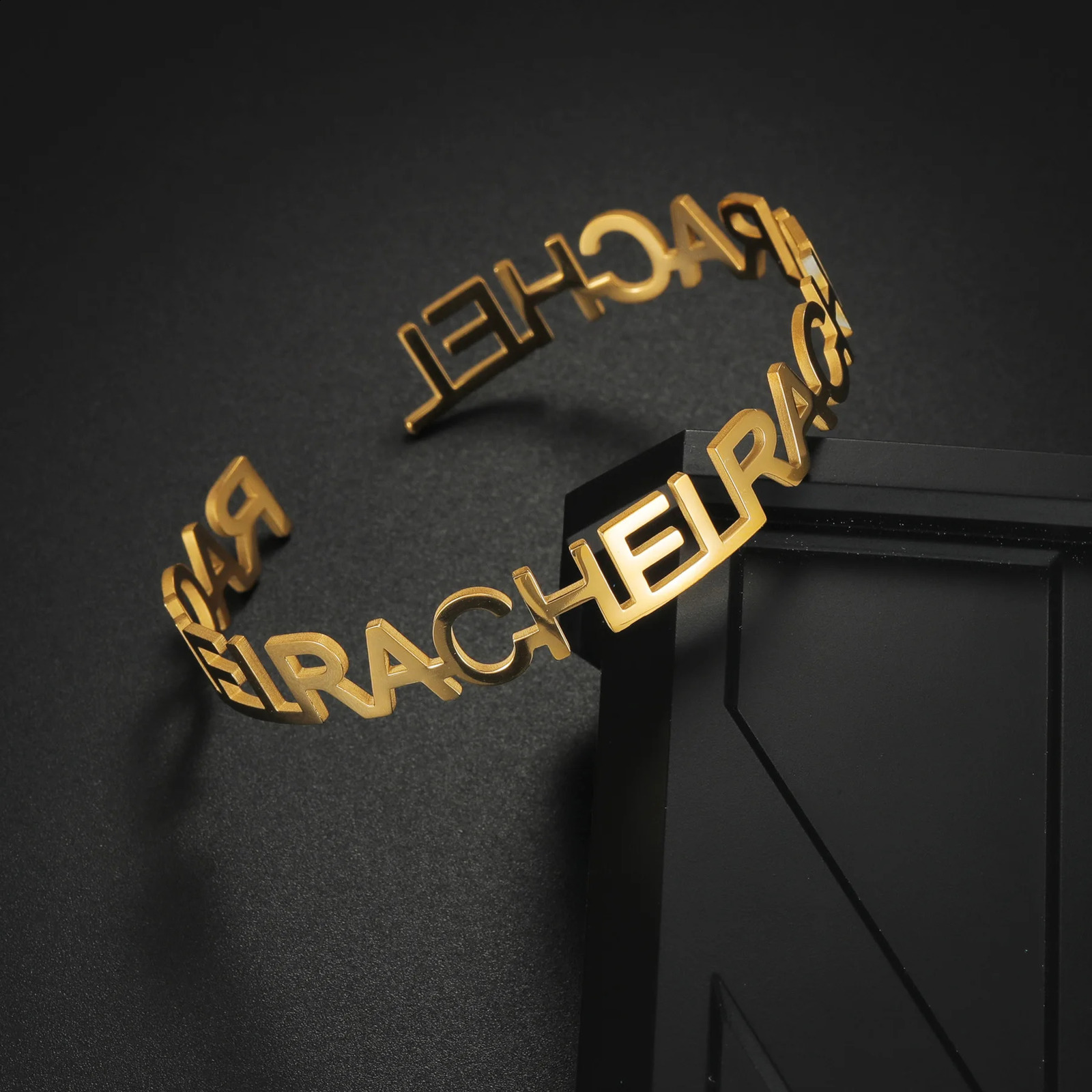 Acheerup Personalized Name Bracelet 50mm Earrings for Women Stainless Steel Custom Letters Cuff Bangle Jewelry Set Birthday Gift 251013