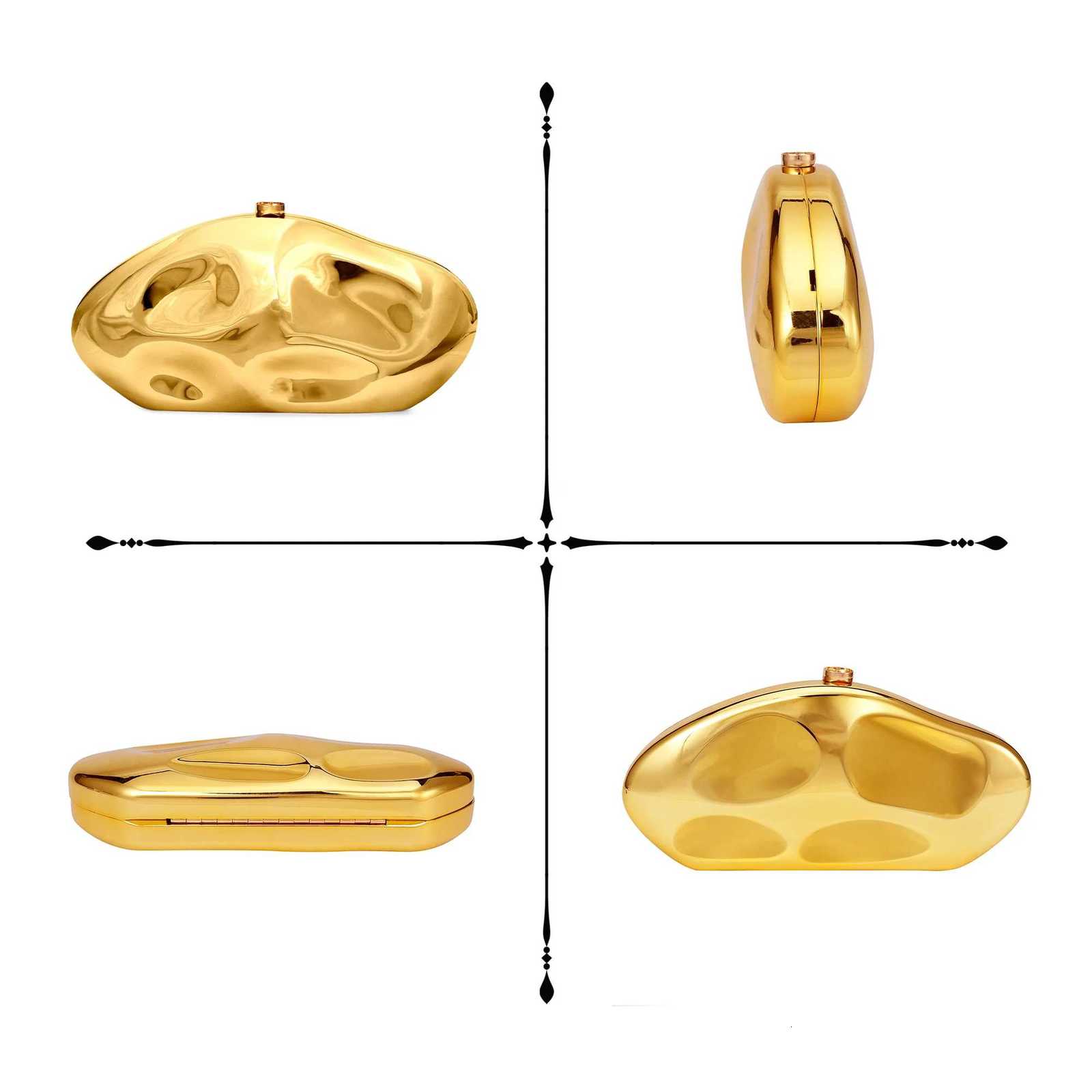 2025 New Niche Design Metal Acrylic Clutch Bag Asymmetrical Stone Shape Handbag Womens Wedding Party Banquet Evening Bags Purse H251027