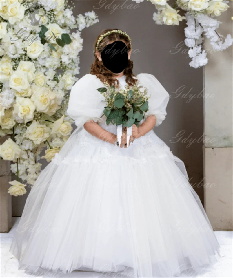 Customized Half Sleeve Flower Girl Dress Wedding First Communion Gown Princess Party Girl Dress 251023