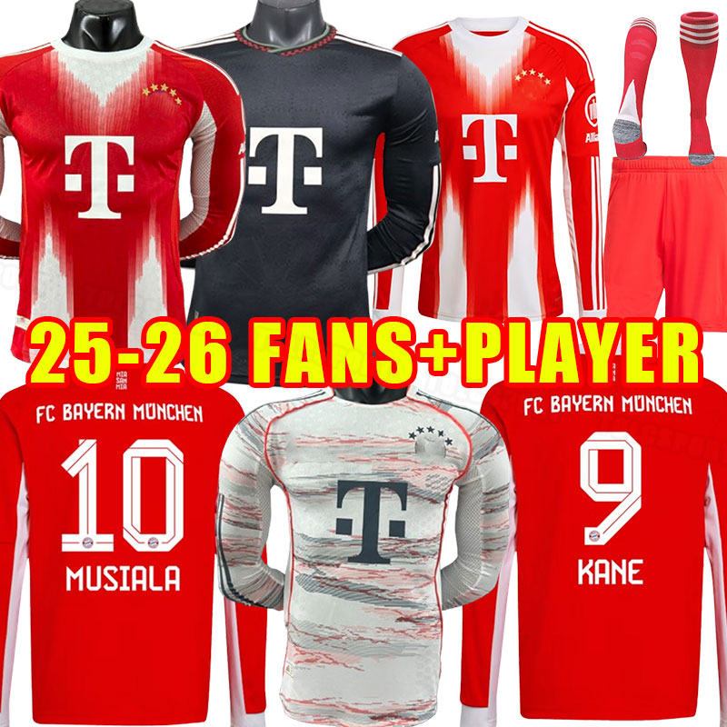 Long sleeve 2025 2026 Bayern MUNICH Soccer Jerseys PAVARD Goretzka NEUER MULLER LEWANDOWSKI SANE Kimmich 25 26 football shirt home third Fans player version Kane