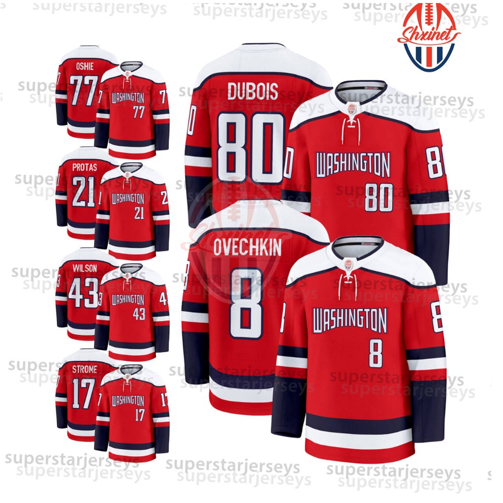 2025 Hockey Jersey 8 Alex Ovechkin Strome T.J. Oshie Tom Wilson Jersey John Carlson Charlie Lindgren Thompson Dubois Chychrun Protas hockey Jerseys