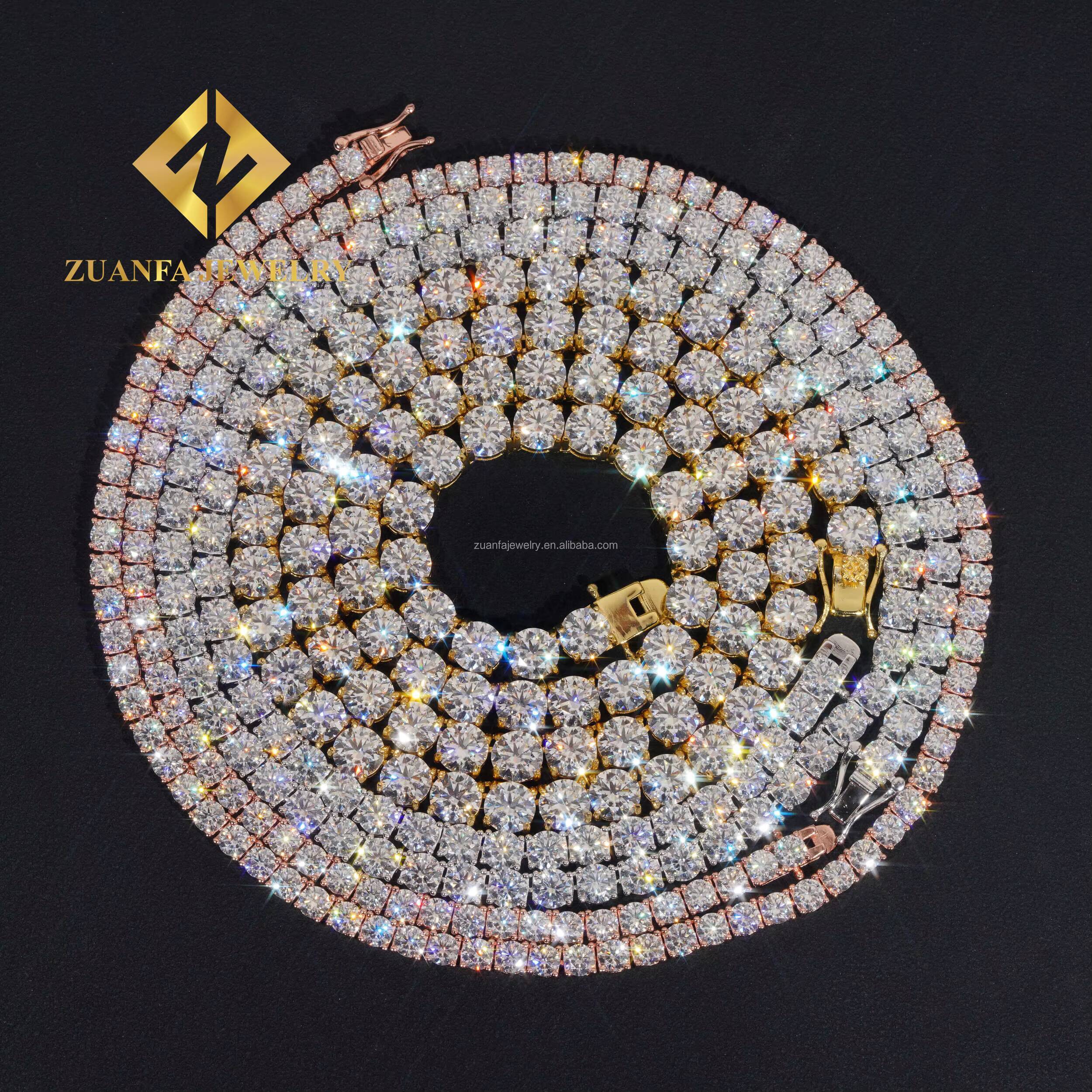 Best Selling Bulk Stock Iced Out Chains Silver S925 2mm 3mm 4mm 5mm 65mm VVS1 Moissanite Tennis Chain Necklace Women and Men