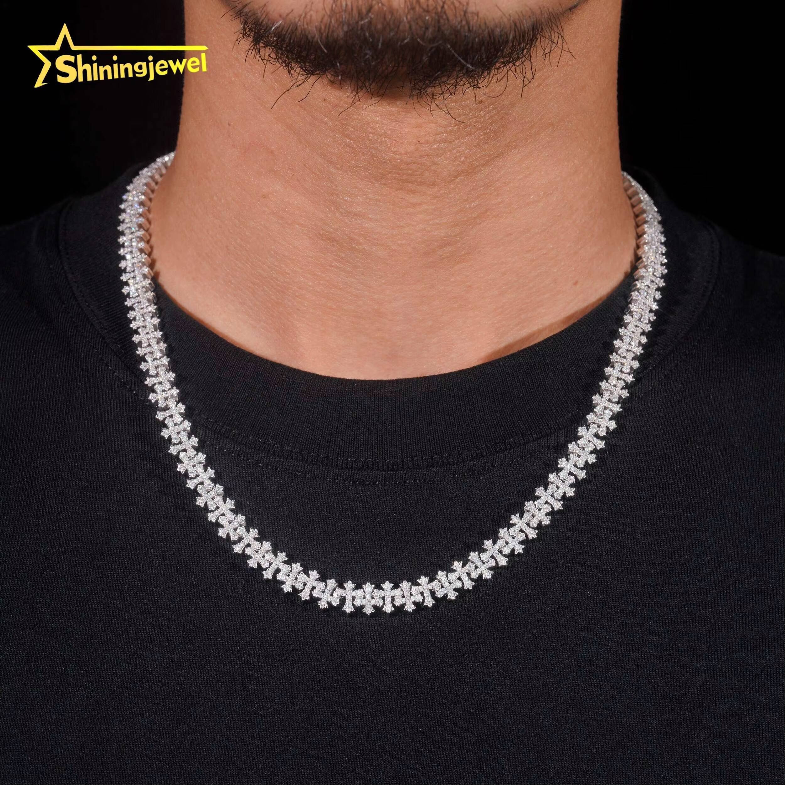 Fine Jewelry Fashion Hot Selling 925 Sterling Silver Hip Hop 8mm Iced Out Infinity Cross Necklaces