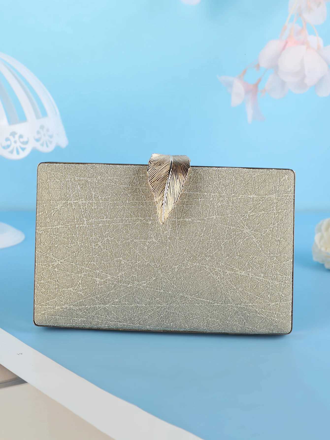 Ladies Evening Dress Handheld Bag with Metal Leaf Hasp And Chain Shoulder Clutch Popular Ladies Evening Bag H251027