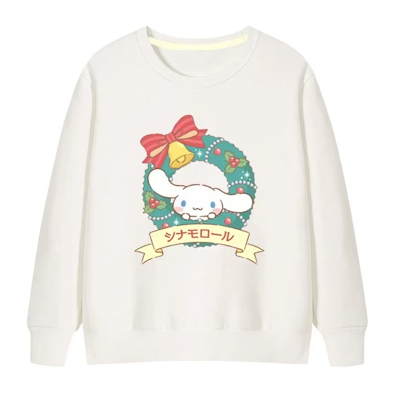 Sanrio Long-sleeved red hoodie for autumn and winter, fashionable Christmas Sanrio characters, Rilakkuma and Kuroi, children's clothing, parent-c
