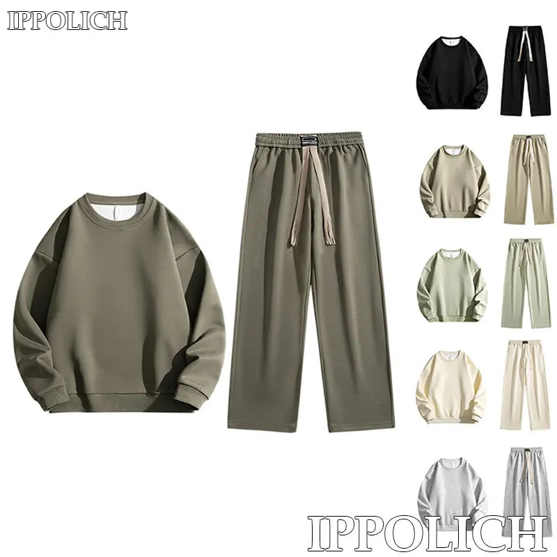 Unisex Casual Sports Set Comfortable Breathable Running Fitness Sport Couple Fashion Round Neck Classic Tops Pants Two Piece Set 251027