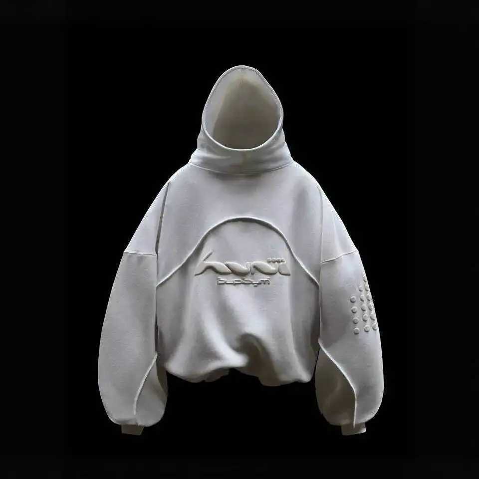 Unisex Hoodies Street Style Color Block Pahwork Hoodie Trendy Brand Casual Design Letter Foam Print Plover Y251028