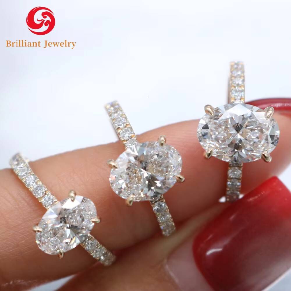 IGI Certified CVD HPHT Oval Lab Grown Diamond Ring 14k 18k Yellow Gold Engagement Wedding Band Rings for Women and Men