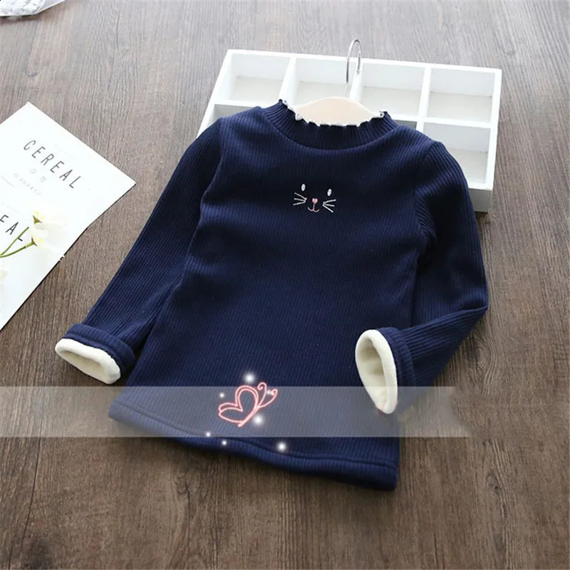 Fashion Girls Sweaters Winter Children Clothes Cartoon Kids Tops Warm Velvet Thick Kids Sweater Girls Outwear Sweater 251027