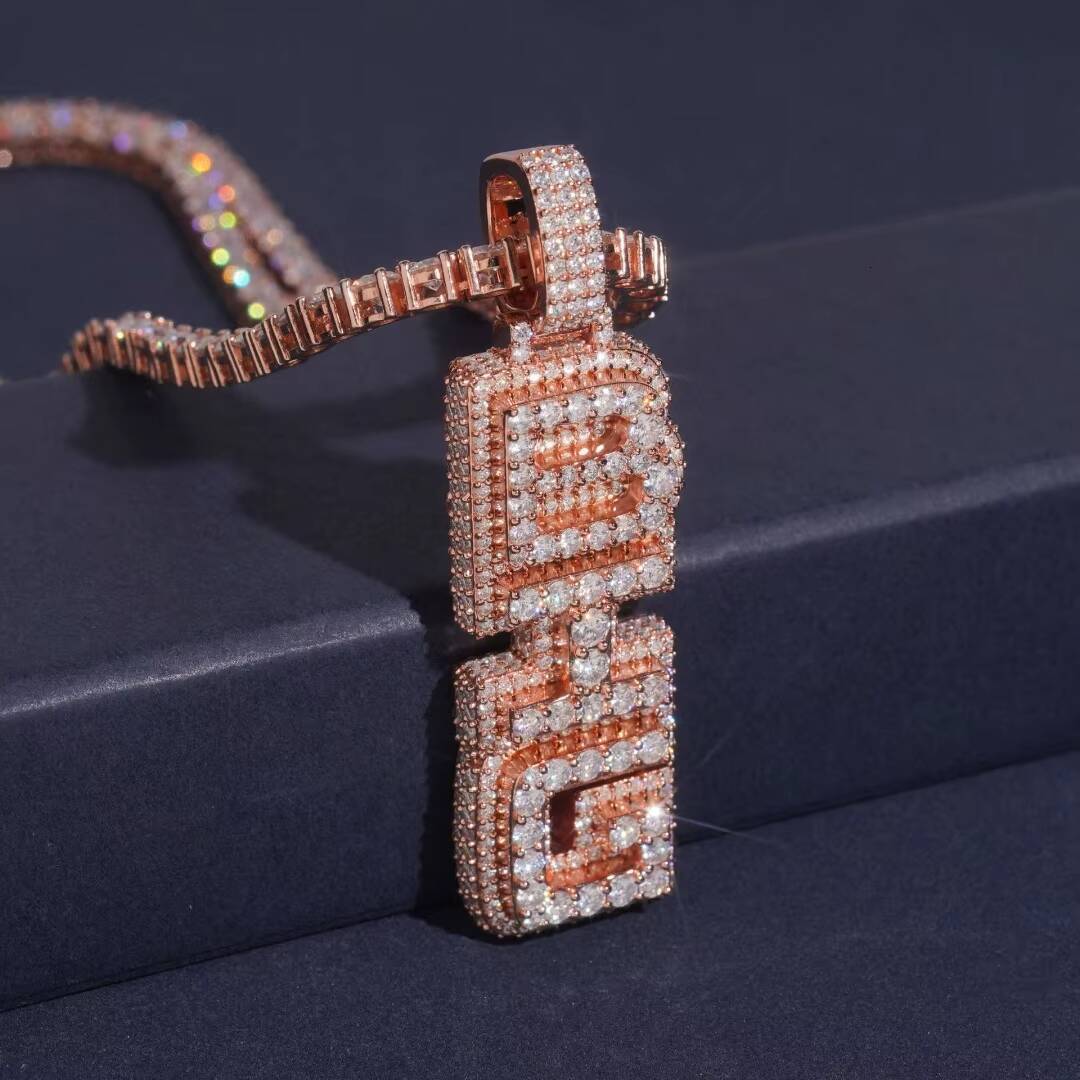 Customized Personal Rapper 3D Jewelry 925 Silver Charms Trendy Pendant Fully Iced Out Moissanite Letter Initial Hip Hop Pendant