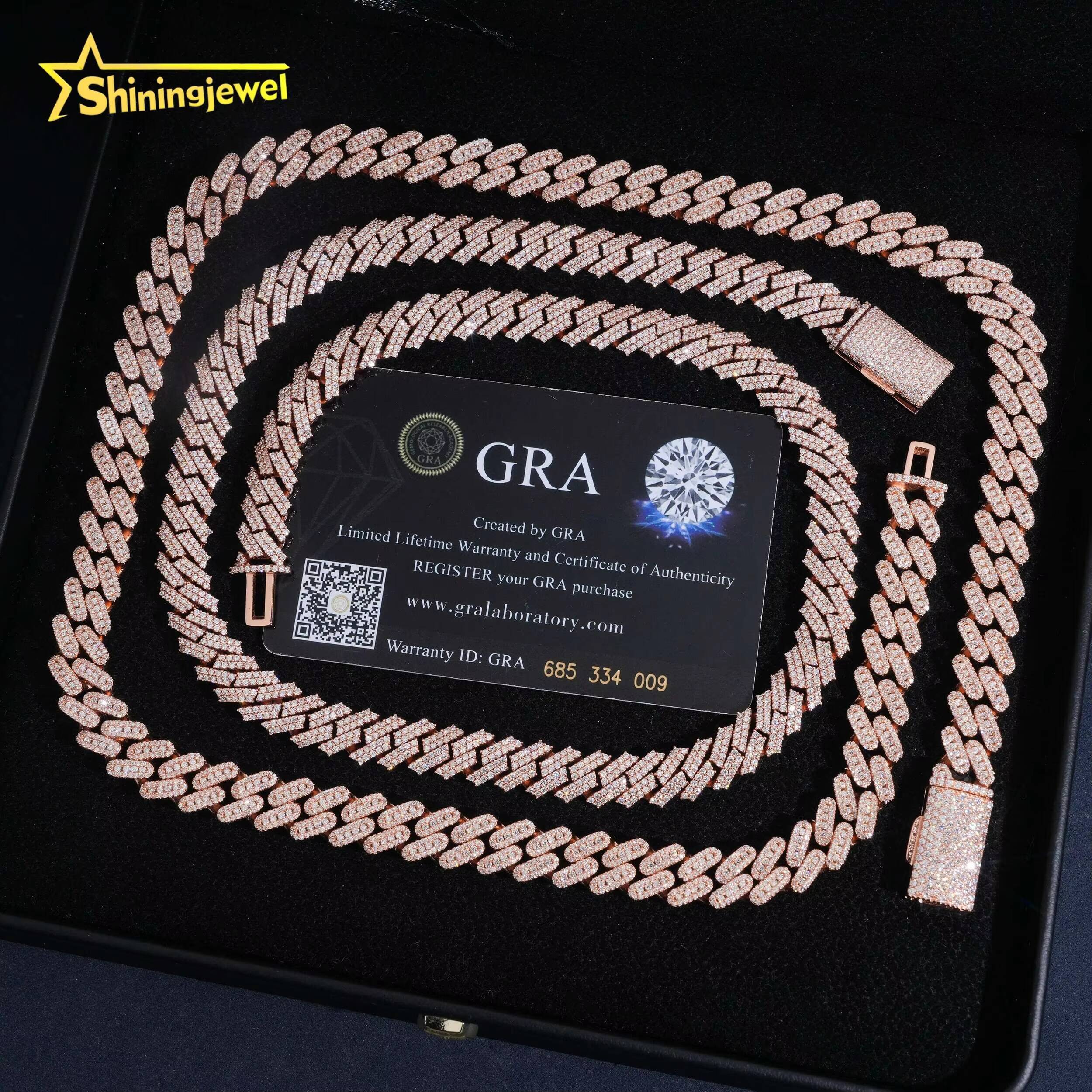 Pass Diamond Tester 925 Silver Moissanite Cuban Chains Hot Sale 10mm Cuban Link Necklace Bracelet Hip Hop Jewelry