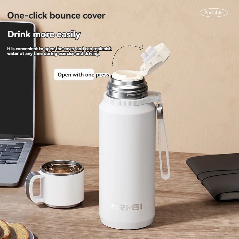 1.5L Thermos Bottle Stainless Steels Vacuum Flask Hot Coffee Tea Water Heat Preservation Bottles Cold Tumbler Drinkware W260226