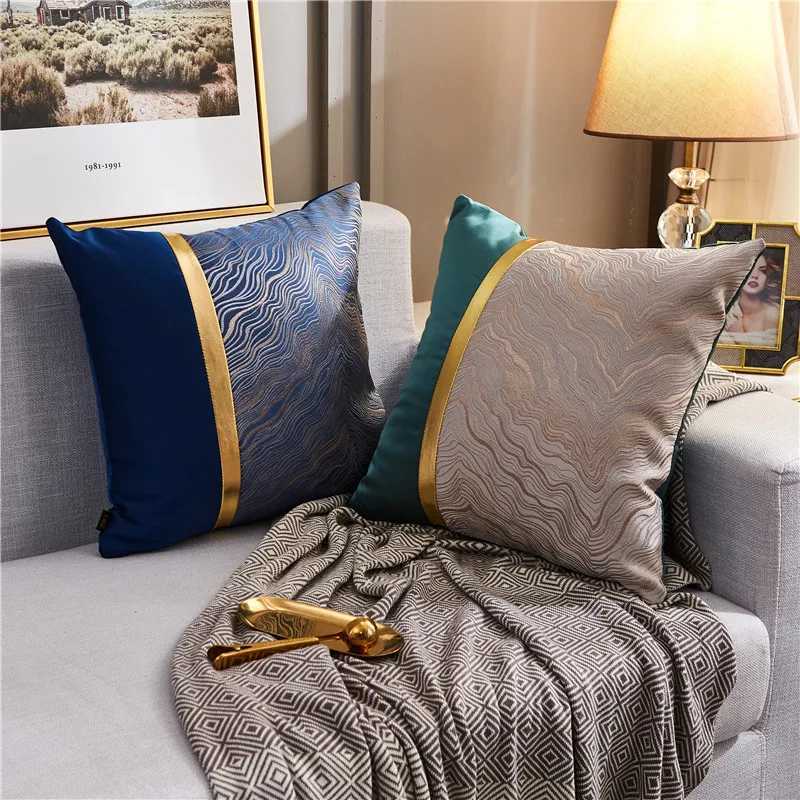 Pillow Case Modern Light Luxury Sofa Couch Car Cushion Cover Satin Hot Stamping Case Cover Metal Color case cover C251028
