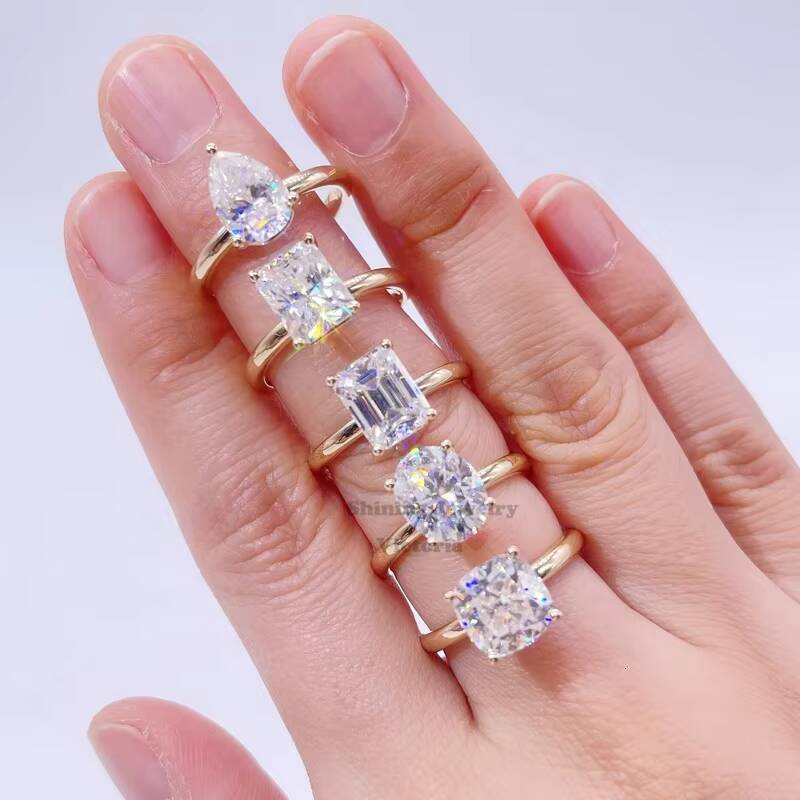 GRA Certificated Wedding Jewelry 10K Solid Gold Engagement Ring Moissanite Oval Cut