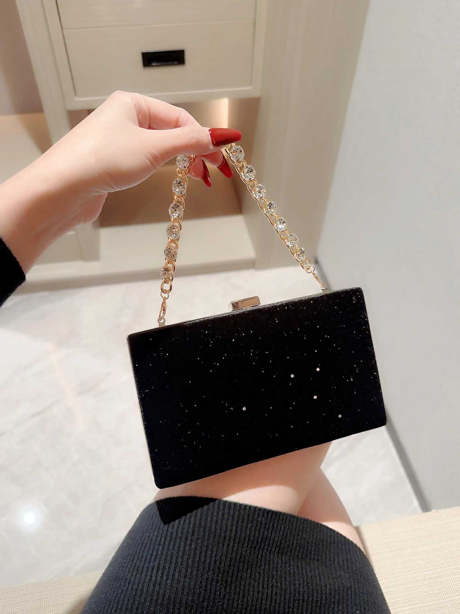 Women Square Evening Bag Shiny sequin Embellished Banquet Bag Handheld Handbag Evening Bag Dress Bag Party Bag Prom Bag Chain Bag H251027