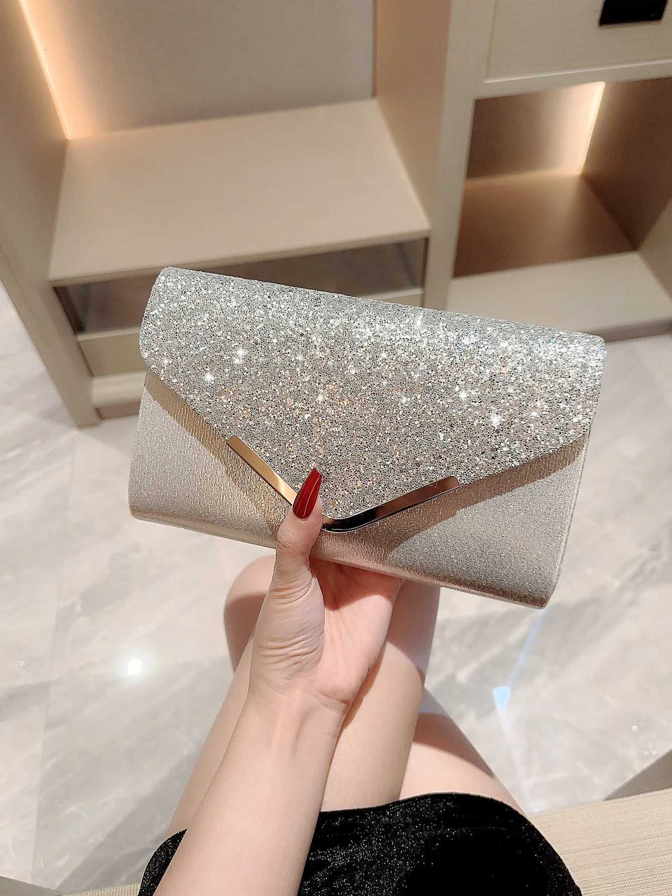 Women fashion Silver Shiny Flap Evening Bag Banquet Bag Evening Bag Party Bag Prom Bag Chain Bag Wedding Bag H251027