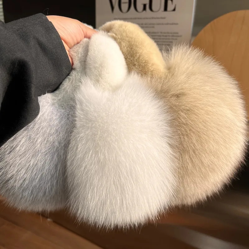 Real Fox Ear Muffs For Women Winter Thick Warm Ear Covers Plush Ear Muffs For Riding outdoor Female Ear Protection AntiFreeze 251027