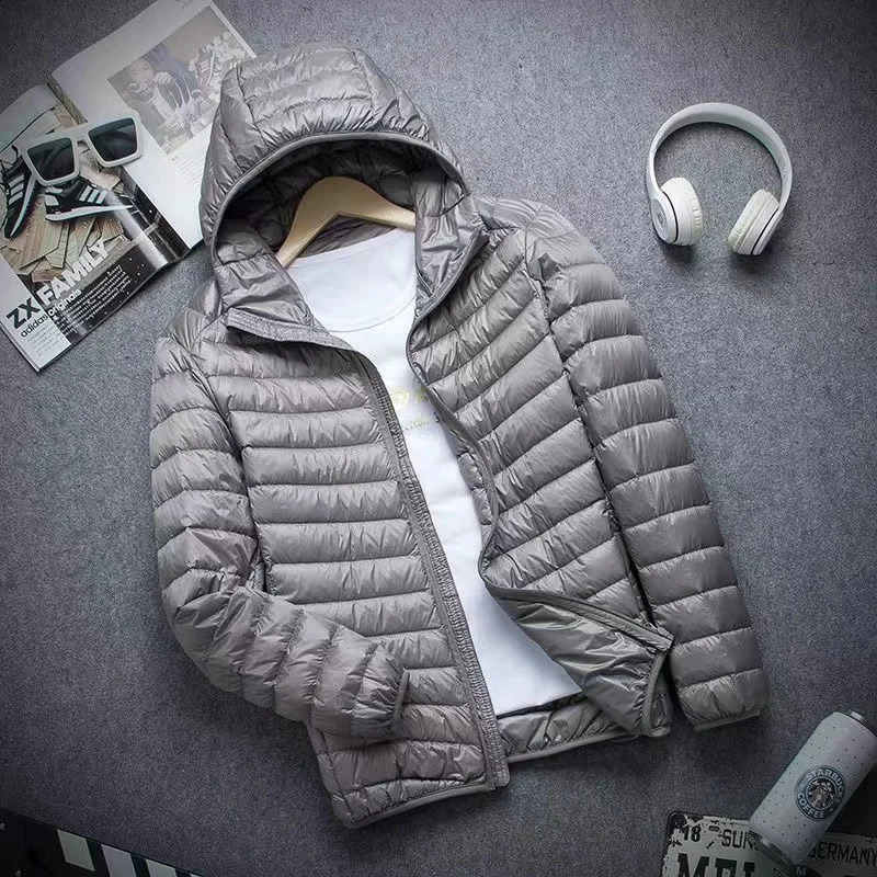 010 Mens Winter Jacket Ultra Light Duck Down Jackets Portable Hooded Puffer Feather Thin Parkas Windproof Outerwear Coat 5XL 251027