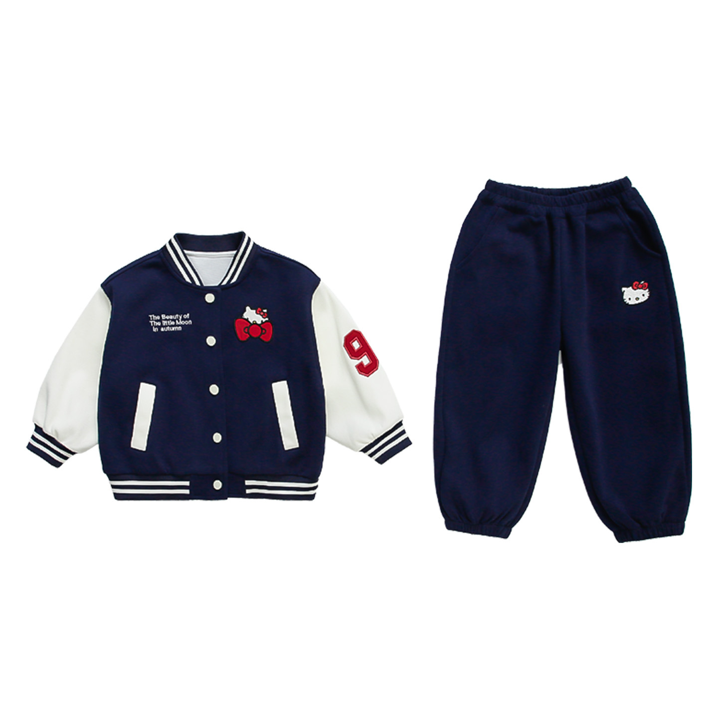 2025 New Toddler Girl Baseball Jacket Set Spring Autumn Cartoon Kids Clothes Fashionable Two-Piece