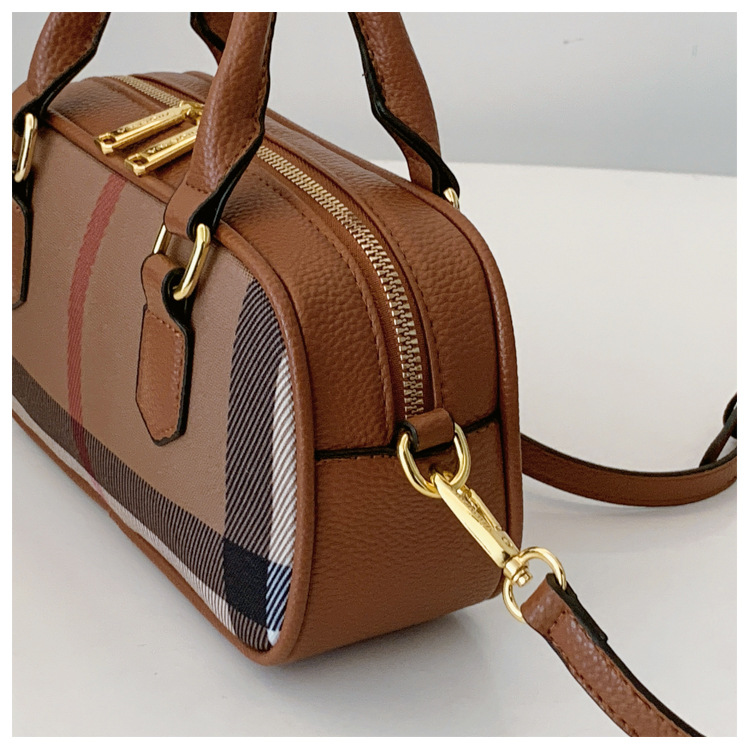 Exquisite Elegant Women New Commuter Checkered Boston Pillow Bag Versatile Casual Shoulder Crossbody