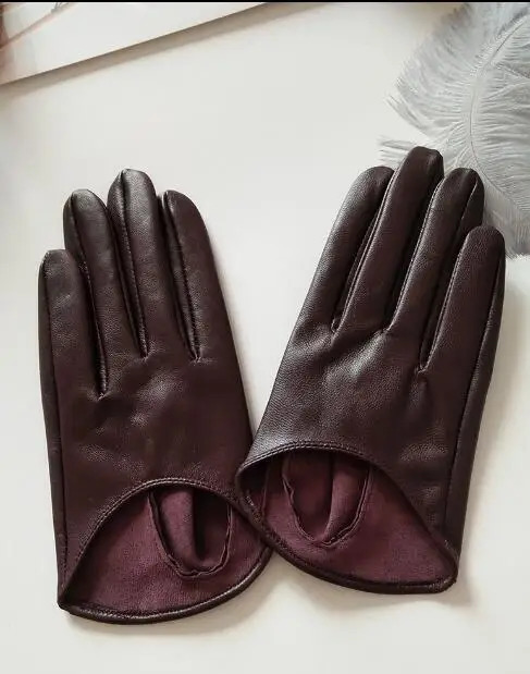 Womens Natural Leather Gloves Female Genuine Suede Leather Brief Dancing Motorcycle Driving Gloves R751 251027
